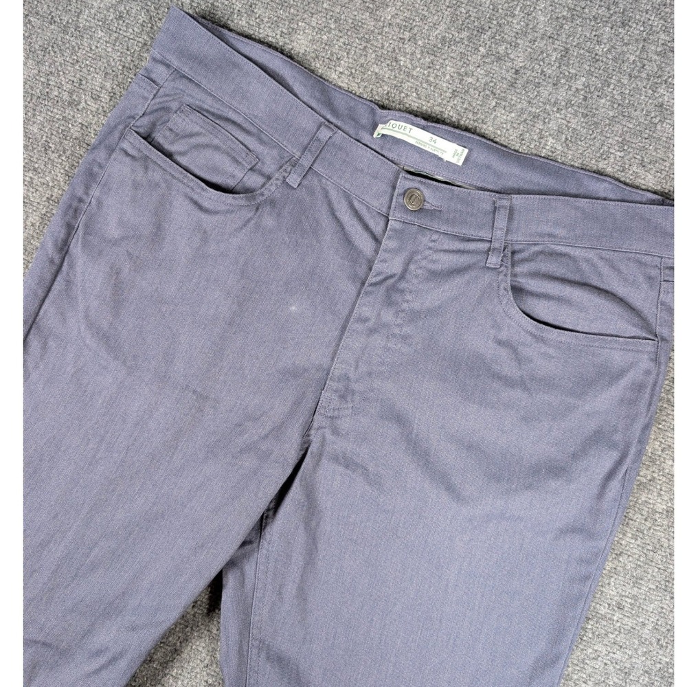 Criquet Comfort Canvas Pants Mens 34 Blue‎ Gray Straight Leg 5-Pocket